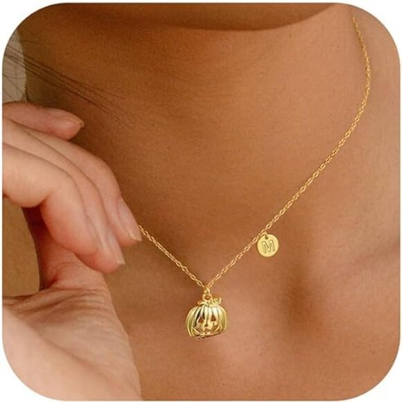 Neiman Marcus Halloween 18K Gold Plated Pumpkin Necklace - Picture 3 of 5